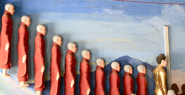 Monks following Buddha